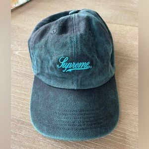 Supreme Brushed Twill 6-Panel Hat, Navy, Script Font